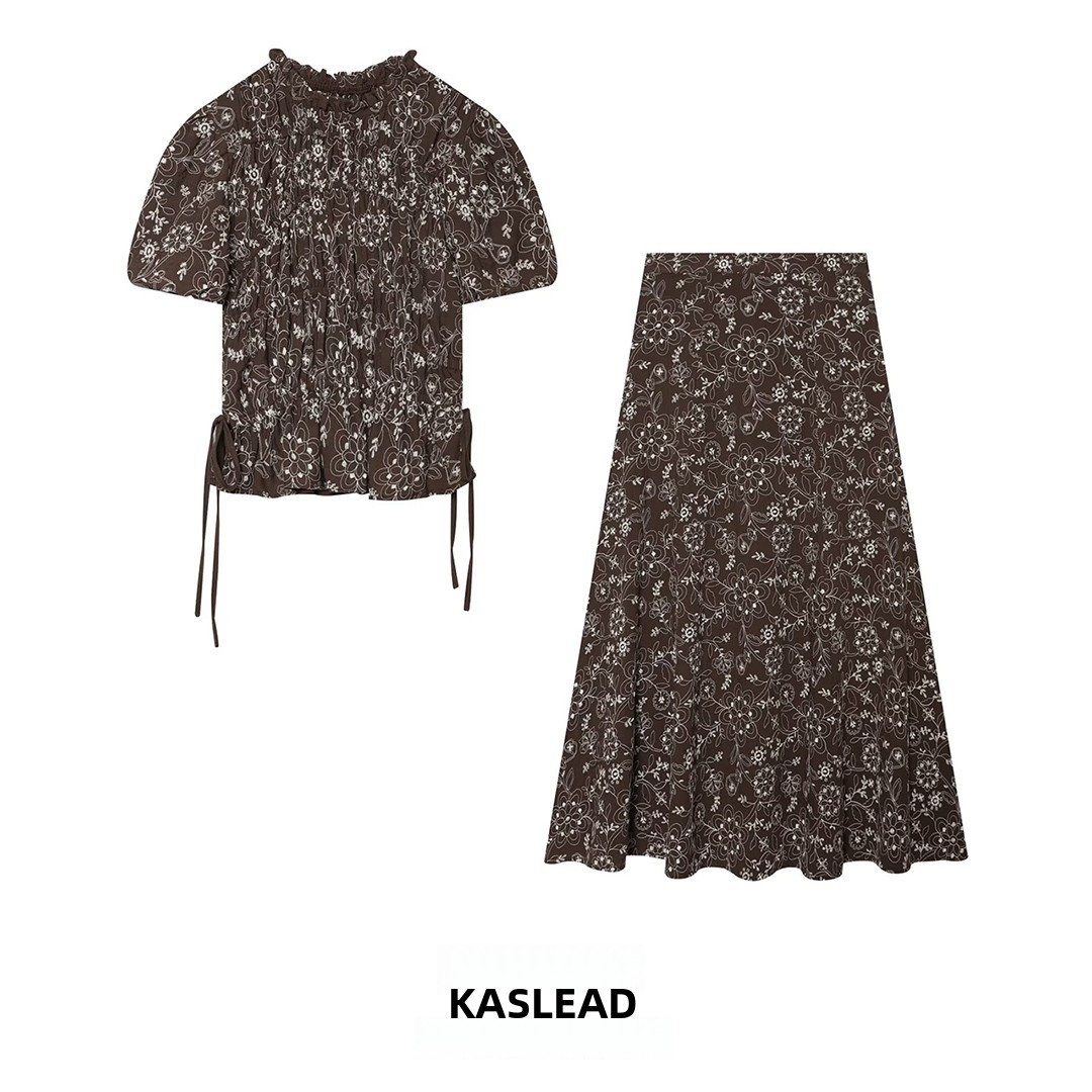 Midi Skirt Floral - KASLEAD New Women's Fashion Embroidered Top