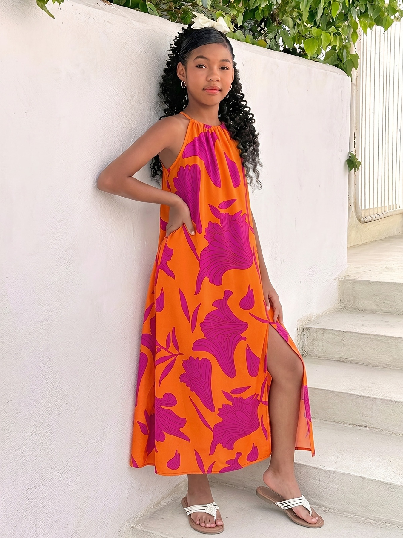 Trendy Girls Orange Magenta Le - Maxi Dress Halter incelemesi ve fiyatı