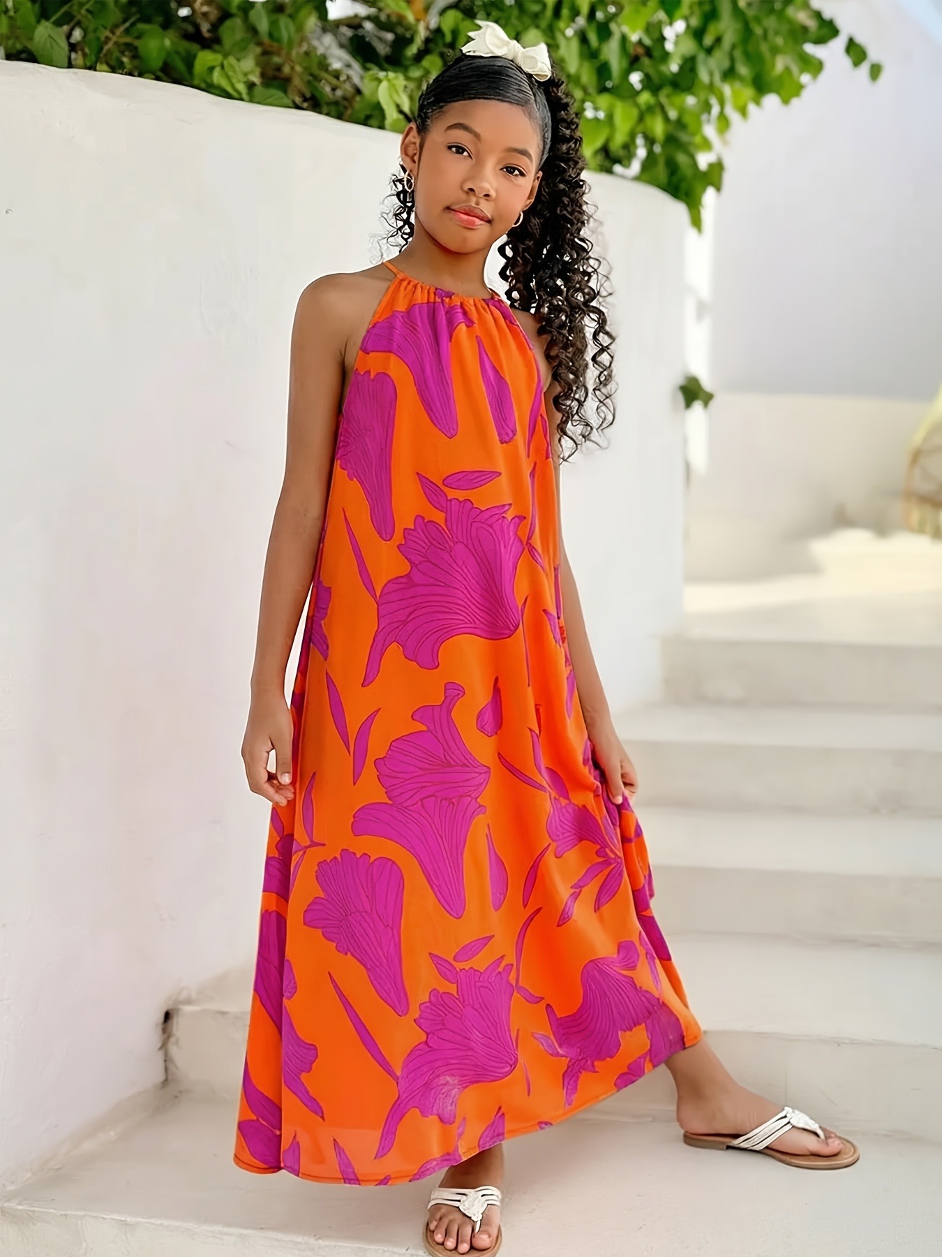 Trendy Girls Orange Magenta Le - Maxi Dress Halter incelemesi ve fiyatı