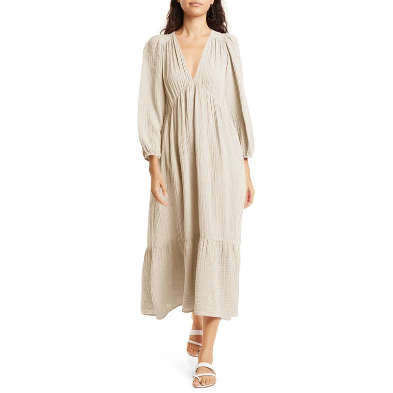Muslin 100% Cotton Long Sleeve - Linen Dress Wrap incelemesi ve fiyatı