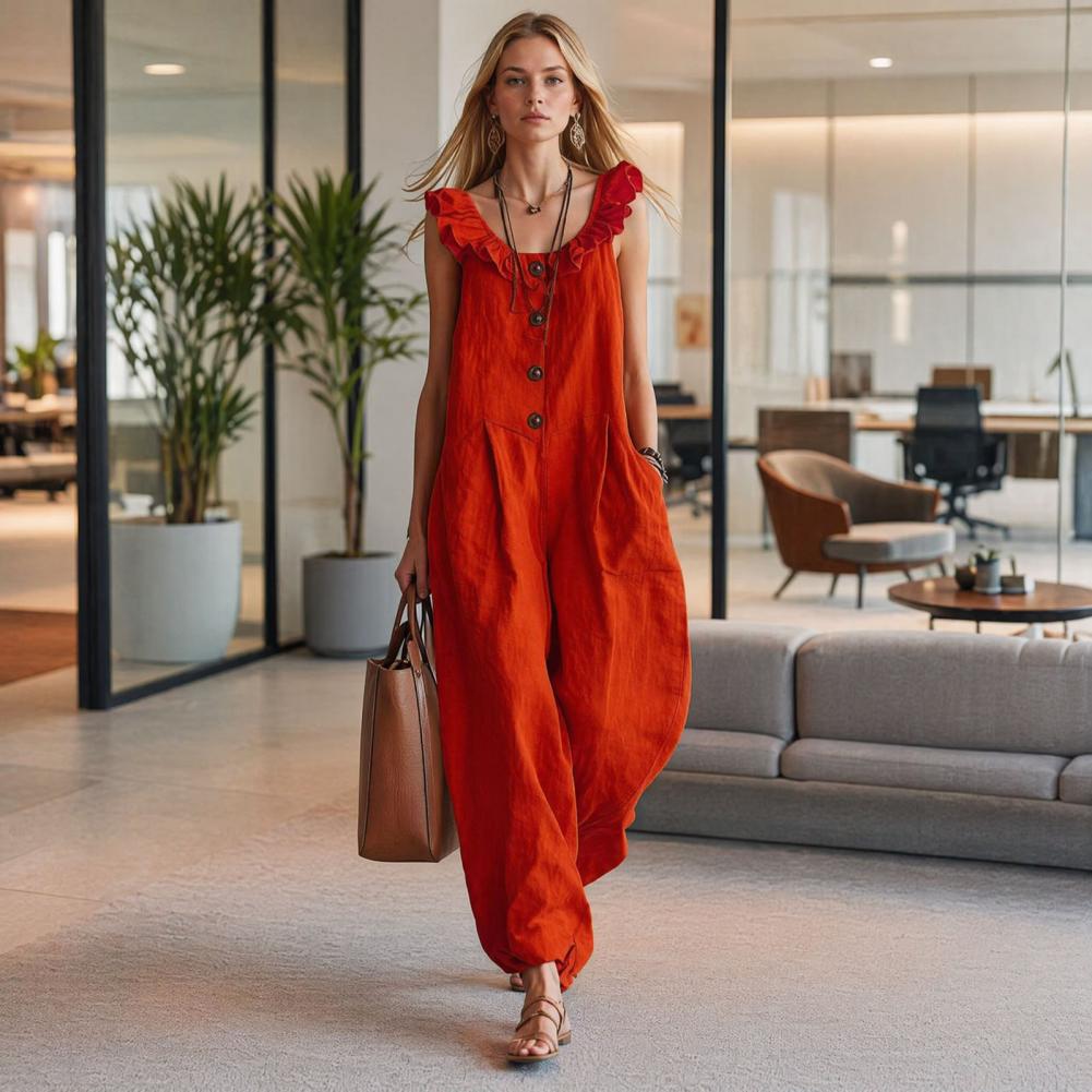 Women Jumpsuit Breathable Rela - Jumpsuit Linen Relaxed incelemesi ve fiyatı