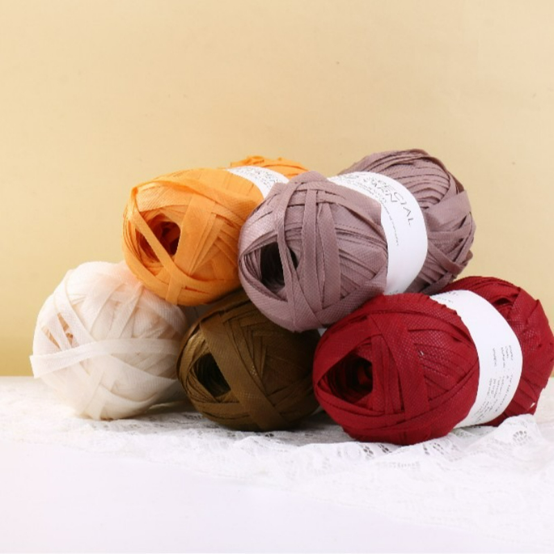 100g/pcs Raffia Flat Yarn for  - Crochet Bag Raffia incelemesi ve fiyatı
