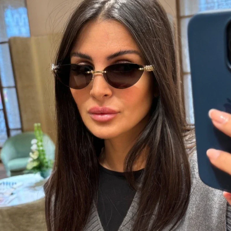 New Cat Eye Rivet Rimless Sung - Sunglasses Cat Eye incelemesi ve fiyatı