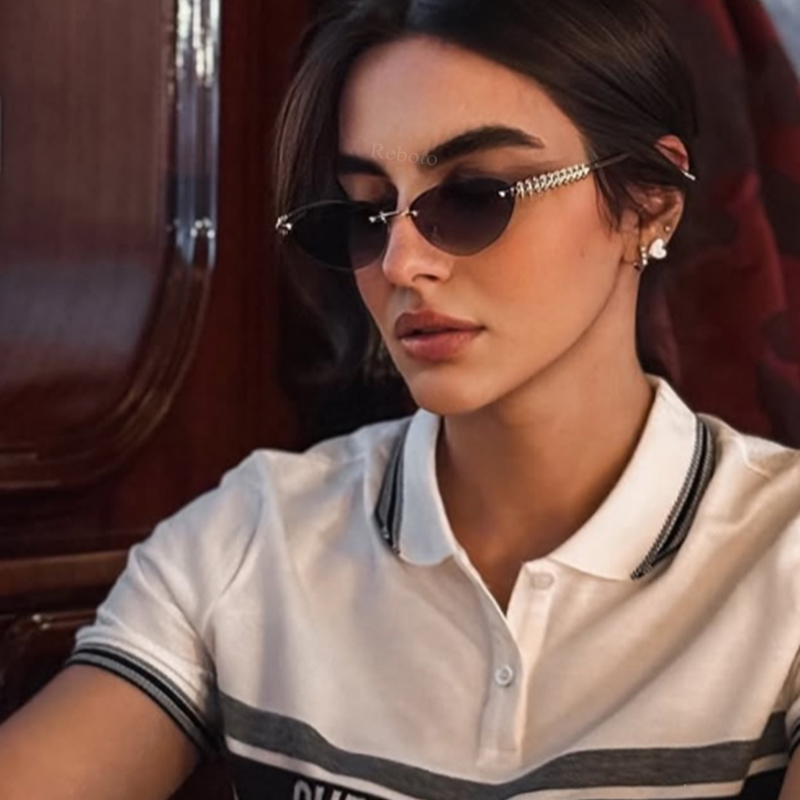 New Cat Eye Rivet Rimless Sung - Sunglasses Cat Eye incelemesi ve fiyatı