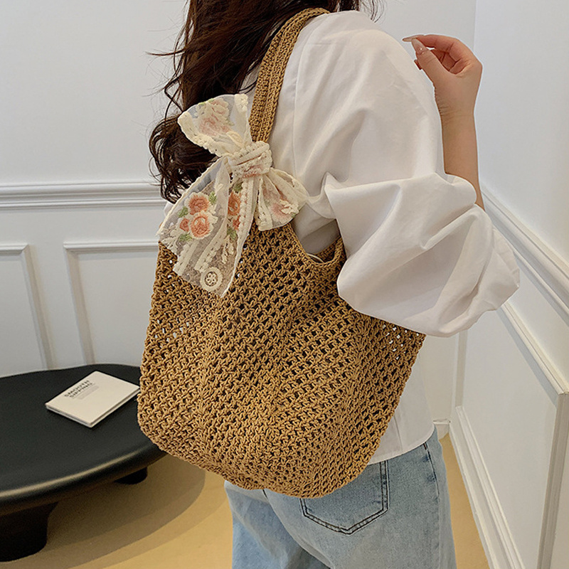 Summer Lace Bow Tote Bags Wome - Crochet Bag Raffia incelemesi ve fiyatı