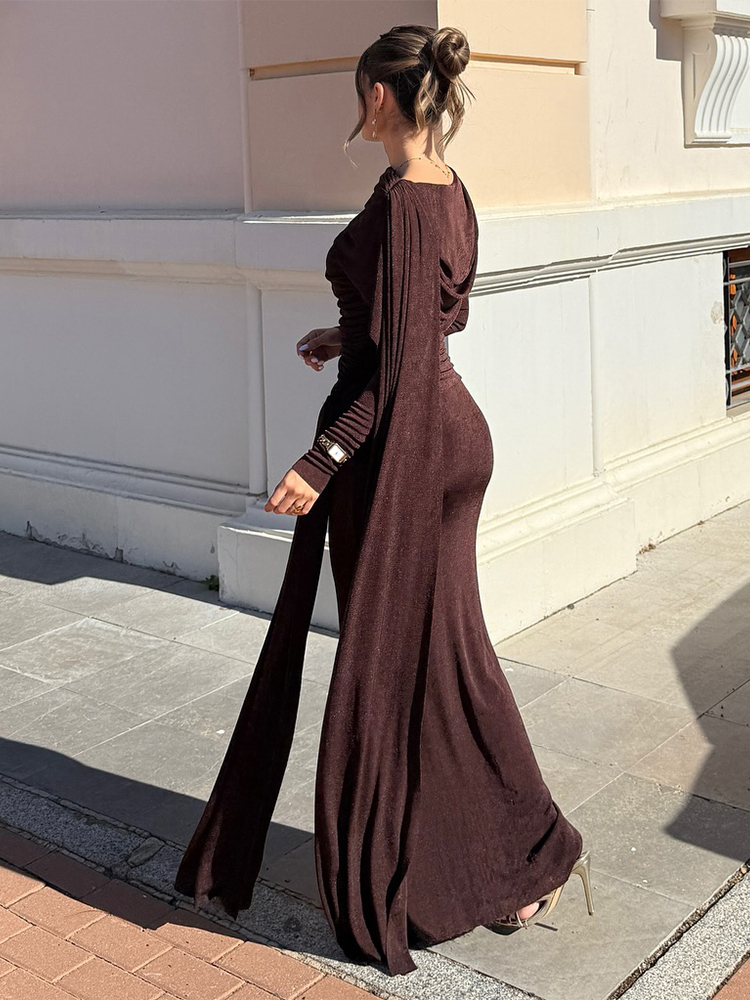 Kliou Ruched Elegant Long Dres - Linen Dress Wrap incelemesi ve fiyatı