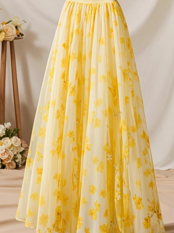 Summer 2026 High Waist Yellow  - Midi Skirt Floral incelemesi ve fiyatı