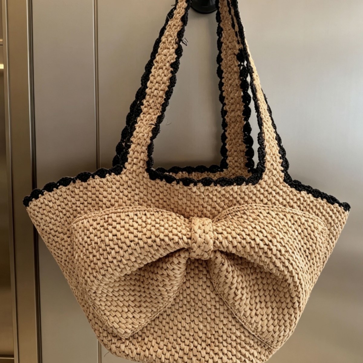 NEW raffia bow crochet handwov - Crochet Bag Raffia incelemesi ve fiyatı