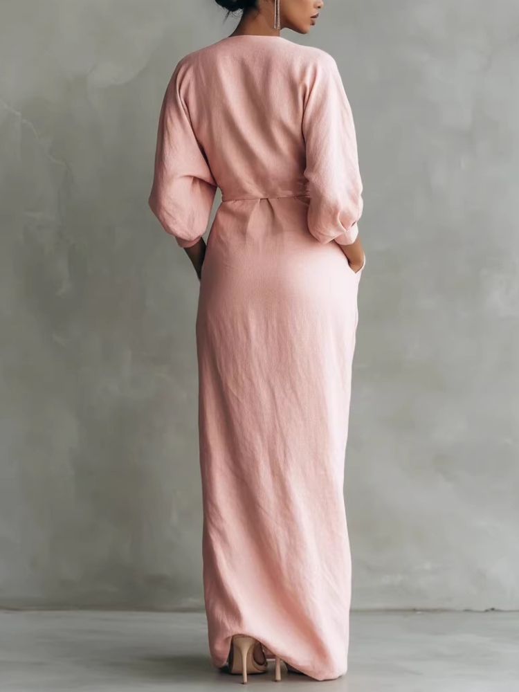 Women Linen Blend Wrap Maxi Dr - Linen Dress Wrap incelemesi ve fiyatı