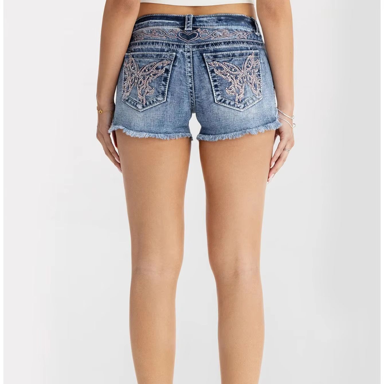 Women Clothes Butterfly Rhines - Shorts Denim Frayed incelemesi ve fiyatı