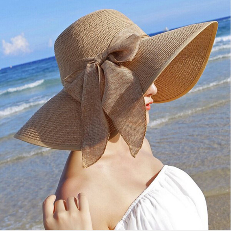 Summer Women Straw Hat Bowknot - Hat Floppy Wide incelemesi ve fiyatı