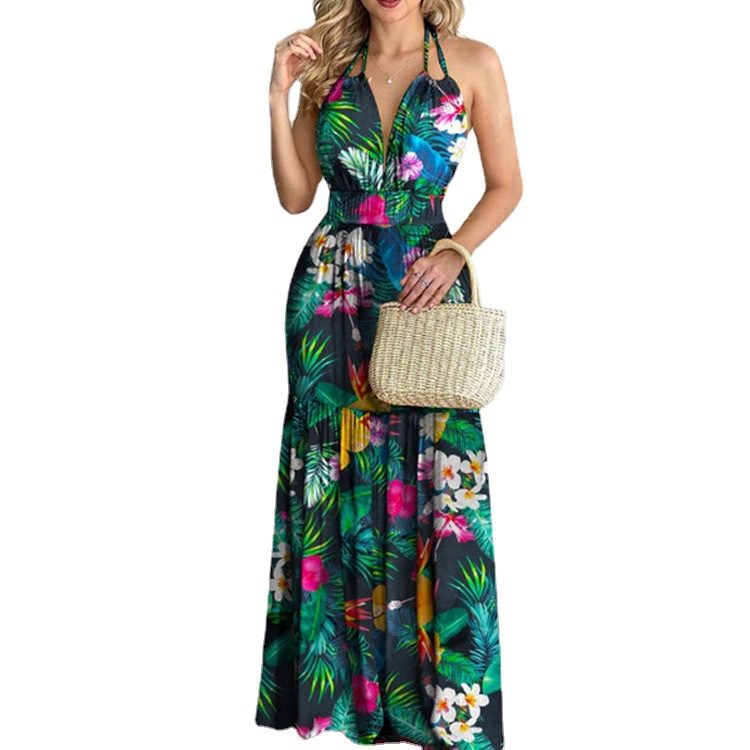 Floral Maxi Dress Long Backles - Maxi Dress Halter incelemesi ve fiyatı