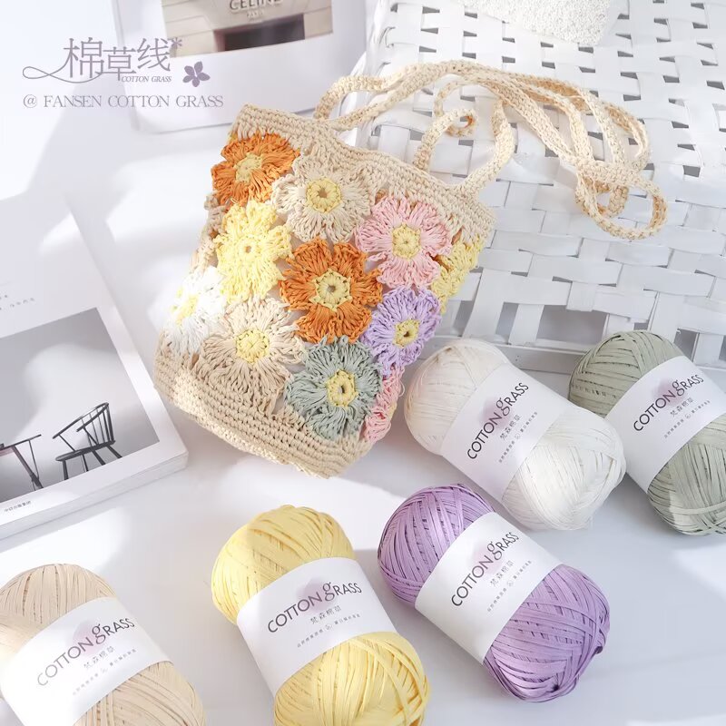 50g Cotton Grass Yarn Raffia S - Crochet Bag Raffia incelemesi ve fiyatı