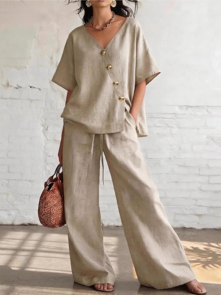Casual Cotton Loose Pants Sets - Linen Pant Wide incelemesi ve fiyatı