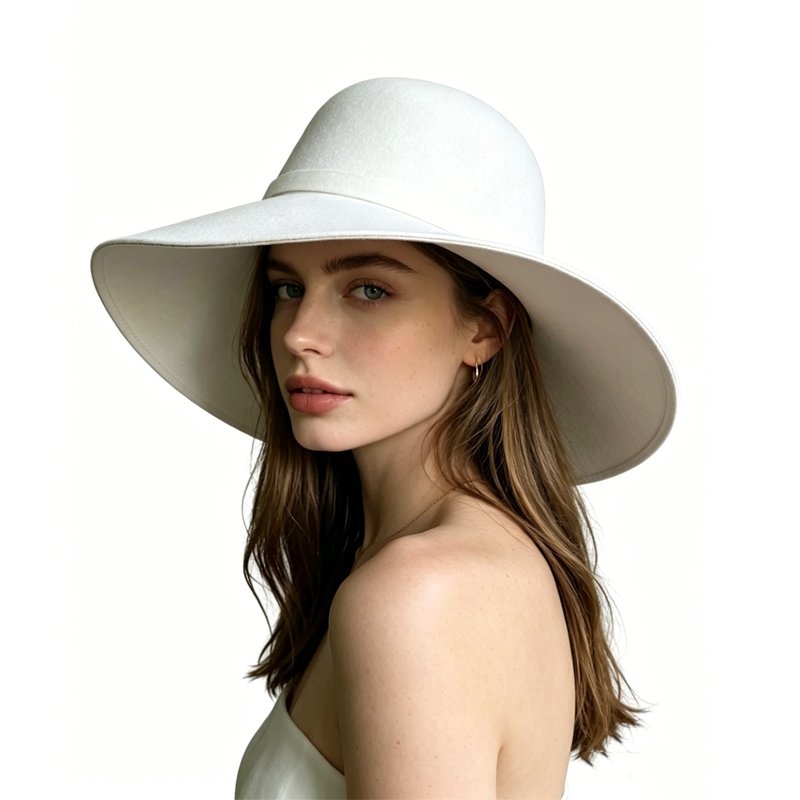 White Dome-shaped Ladies' Hat  - Hat Floppy Wide incelemesi ve fiyatı