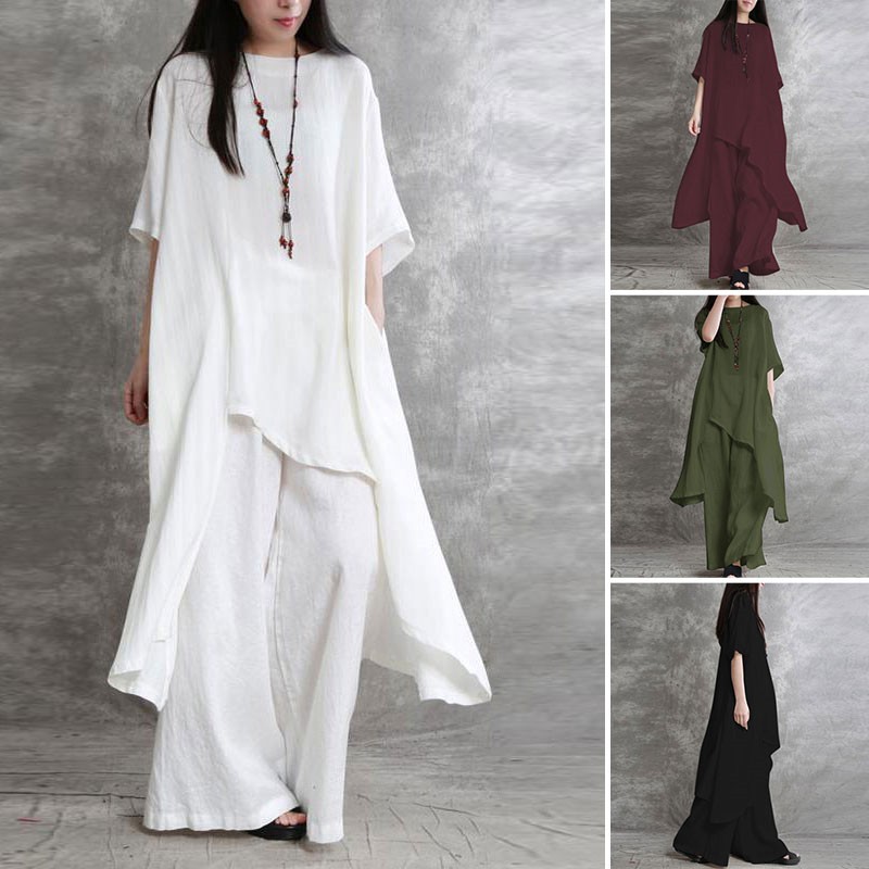 Women's Cotton Linen 2-piece S - Linen Pant Wide incelemesi ve fiyatı