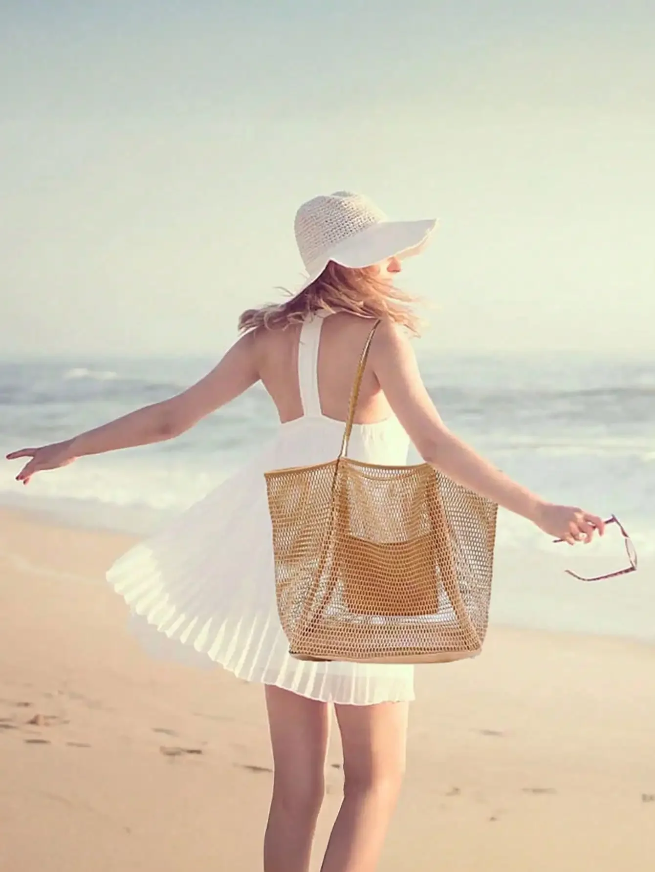 1pc Mesh Beach Tote Bag, Outdo - Tote Bag Beach incelemesi ve fiyatı