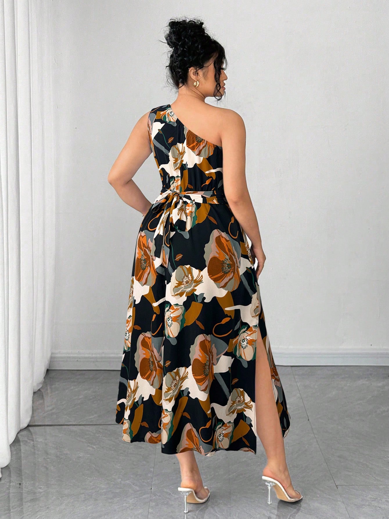 Asymmetrical One-Shoulder Flor - Midi Skirt Floral incelemesi ve fiyatı