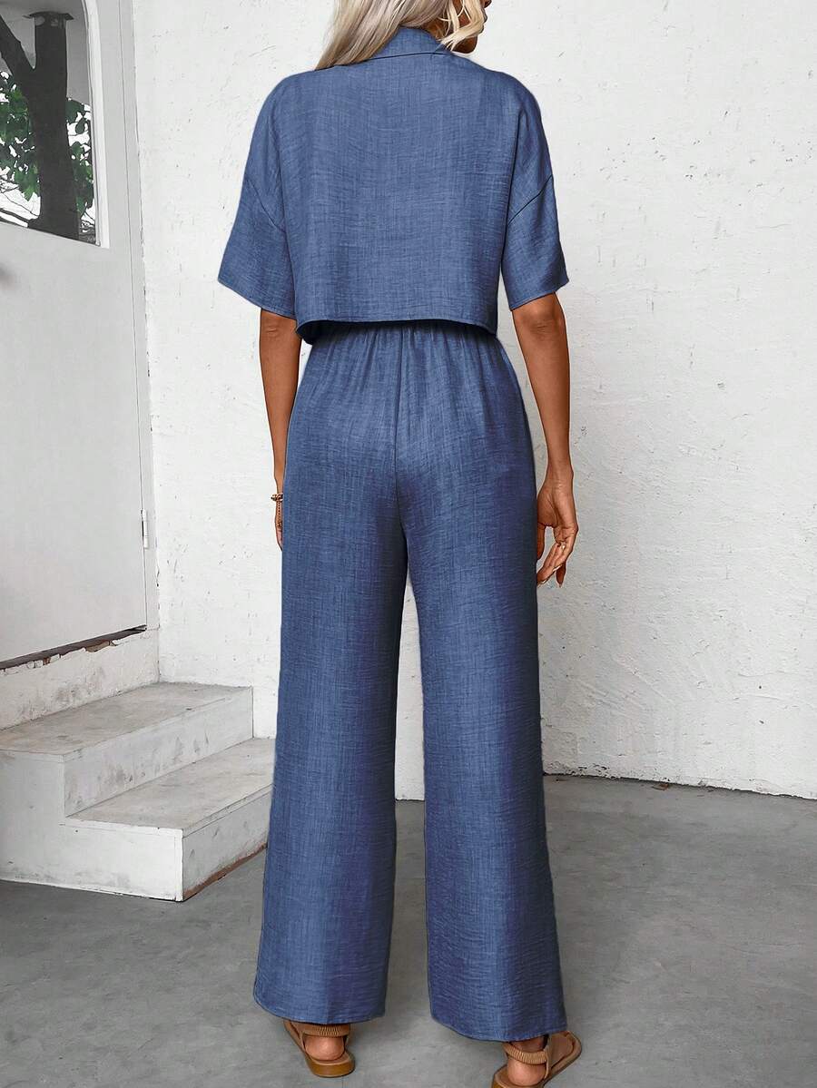 Womens Linen Short Sleeve Shir - Linen Pant Wide incelemesi ve fiyatı