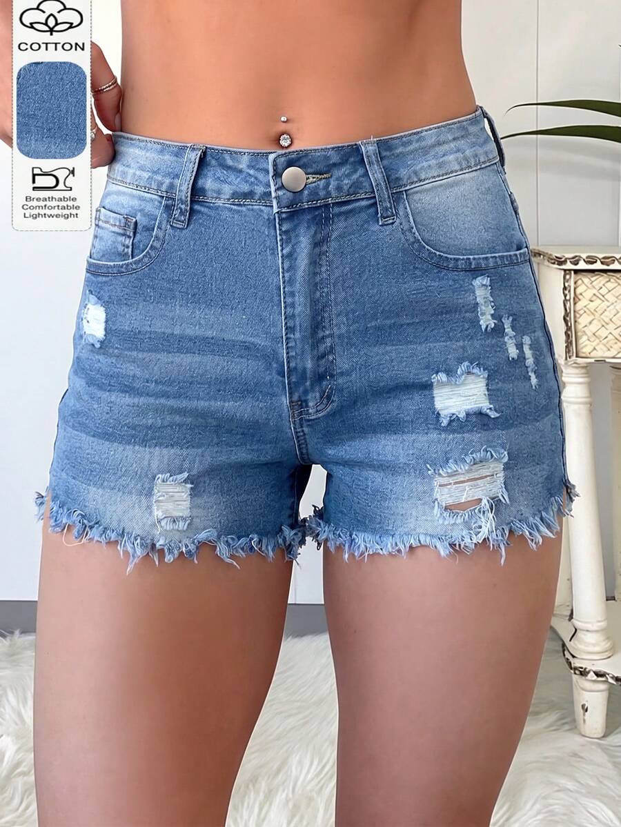 Womens Casual Distressed Denim - Shorts Denim Frayed incelemesi ve fiyatı