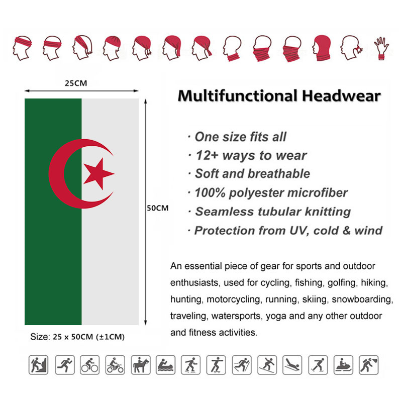 Algeria Flag Printed Bandana H - Headband Summer Knit incelemesi ve fiyatı