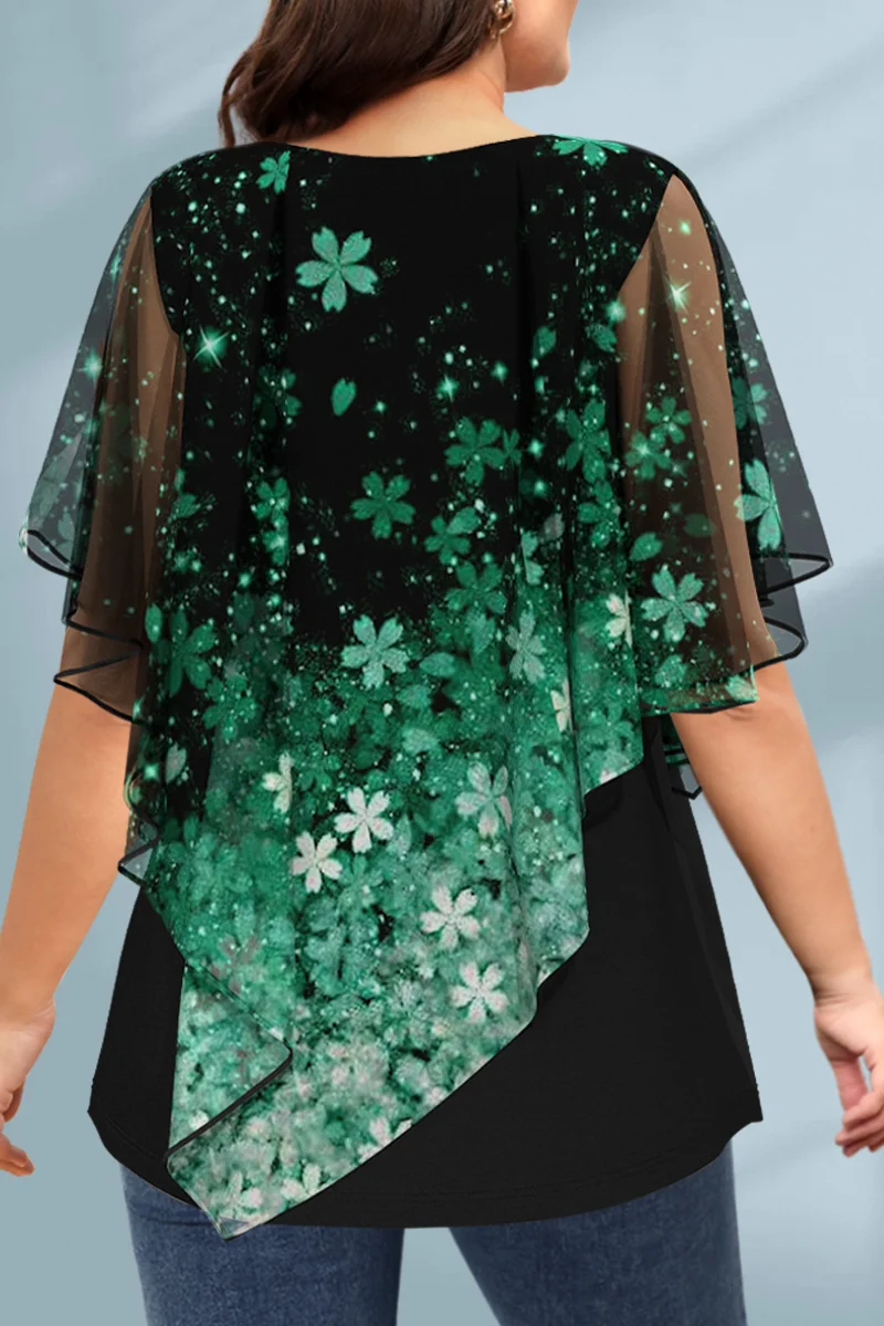 Women's Plus Size Blouse Chiff - Romper Floral Print incelemesi ve fiyatı