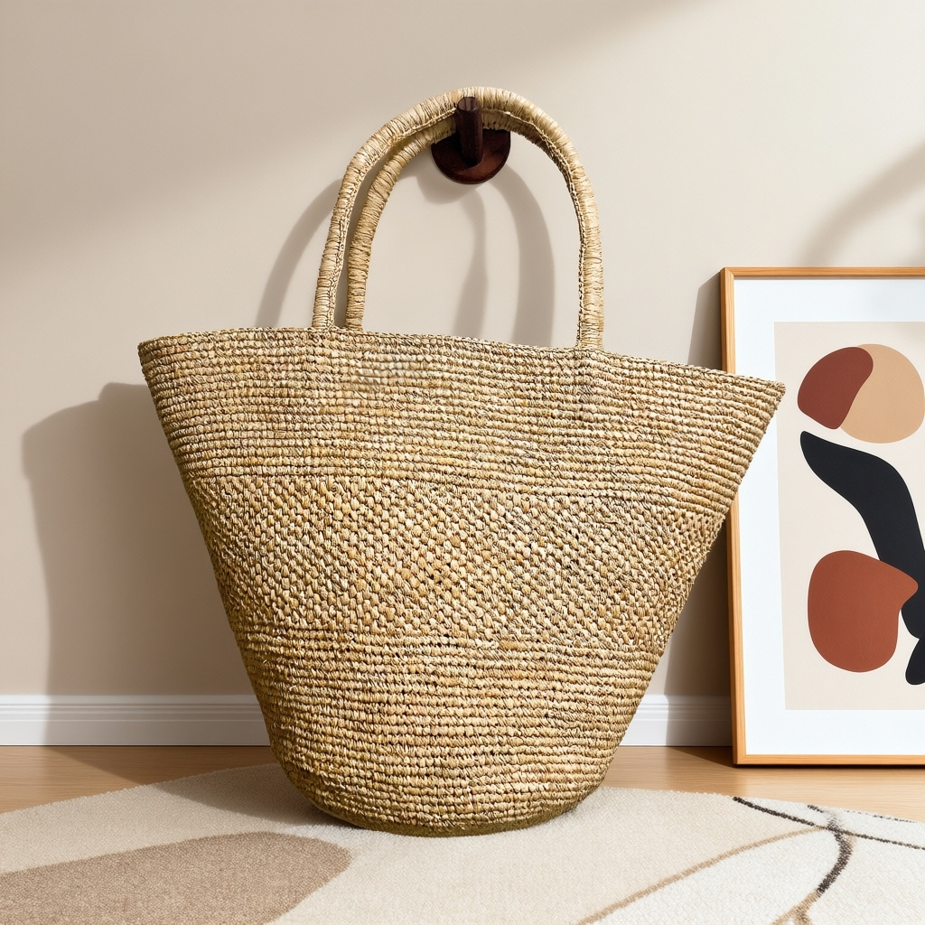 Large Capacity Raffia Straw Ba - Crochet Bag Raffia incelemesi ve fiyatı