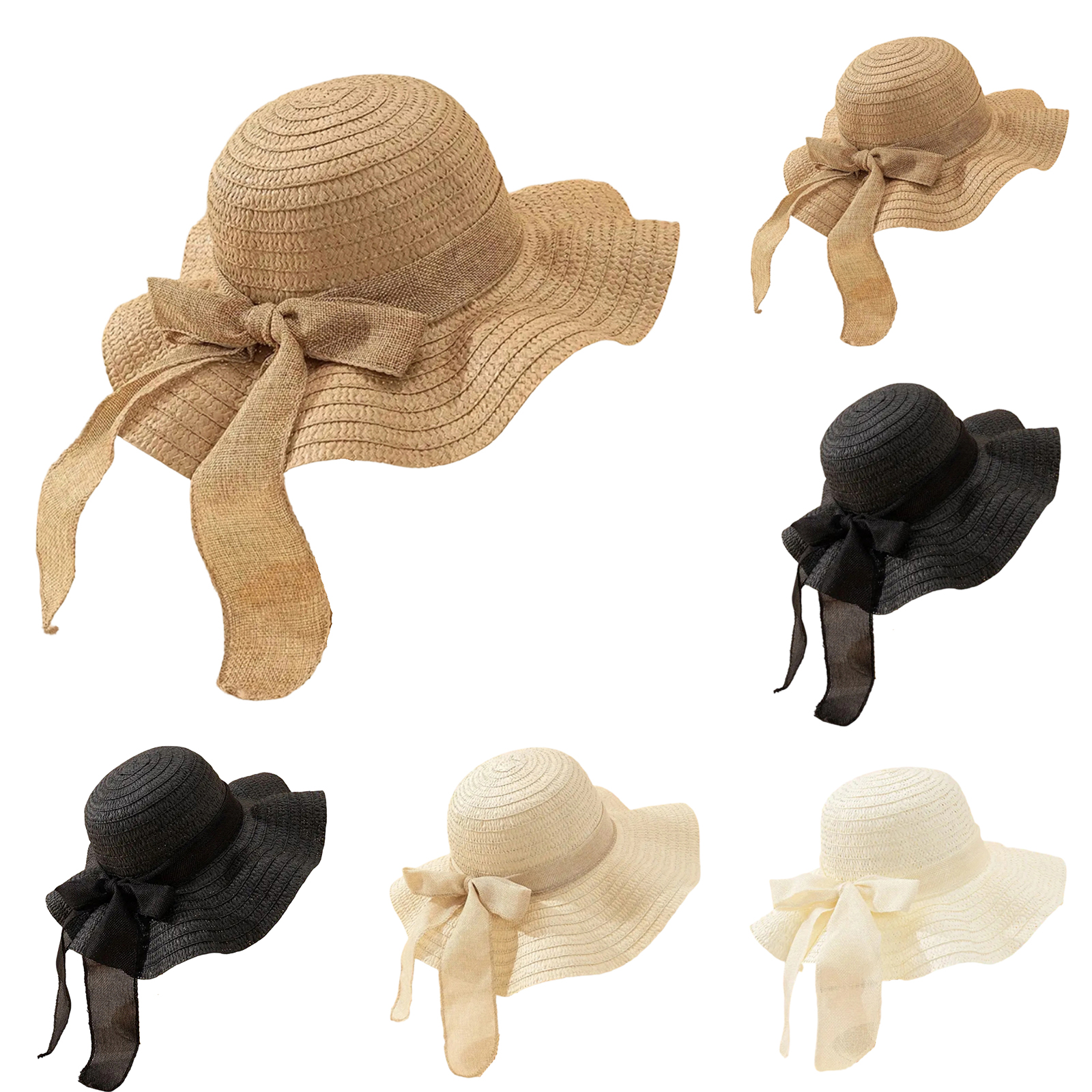 Women Bowknot Sun Hat Wide Bri - Hat Floppy Wide incelemesi ve fiyatı