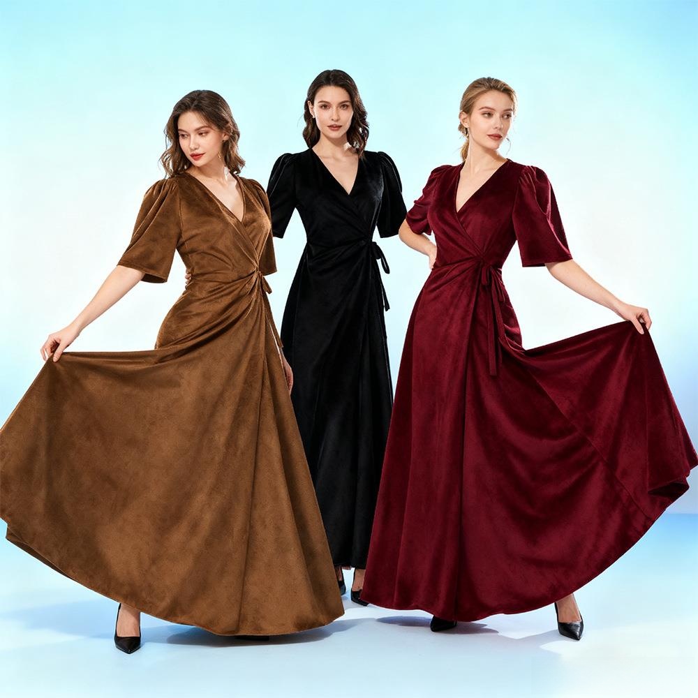 Ladies Long V-Neck Wrap Slim P - Linen Dress Wrap incelemesi ve fiyatı