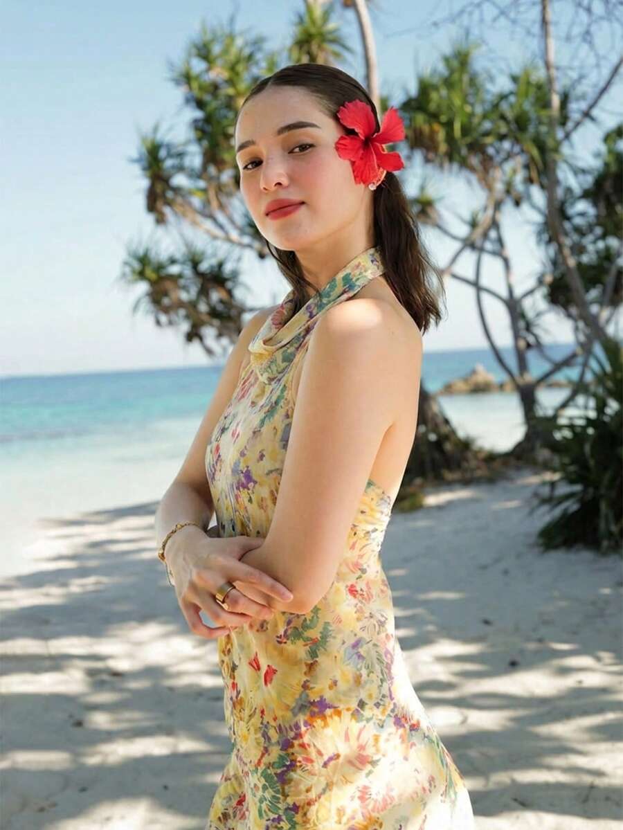 Womens Floral Maxi Halter Back - Maxi Dress Halter incelemesi ve fiyatı