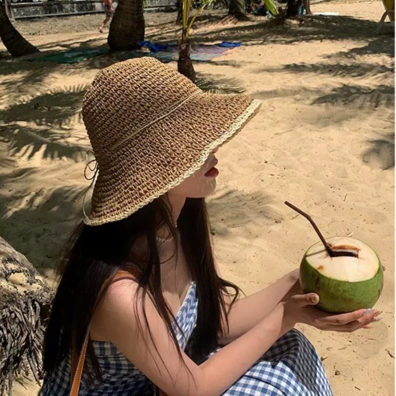 1pc Women's Summer Beach Straw - Hat Floppy Wide incelemesi ve fiyatı
